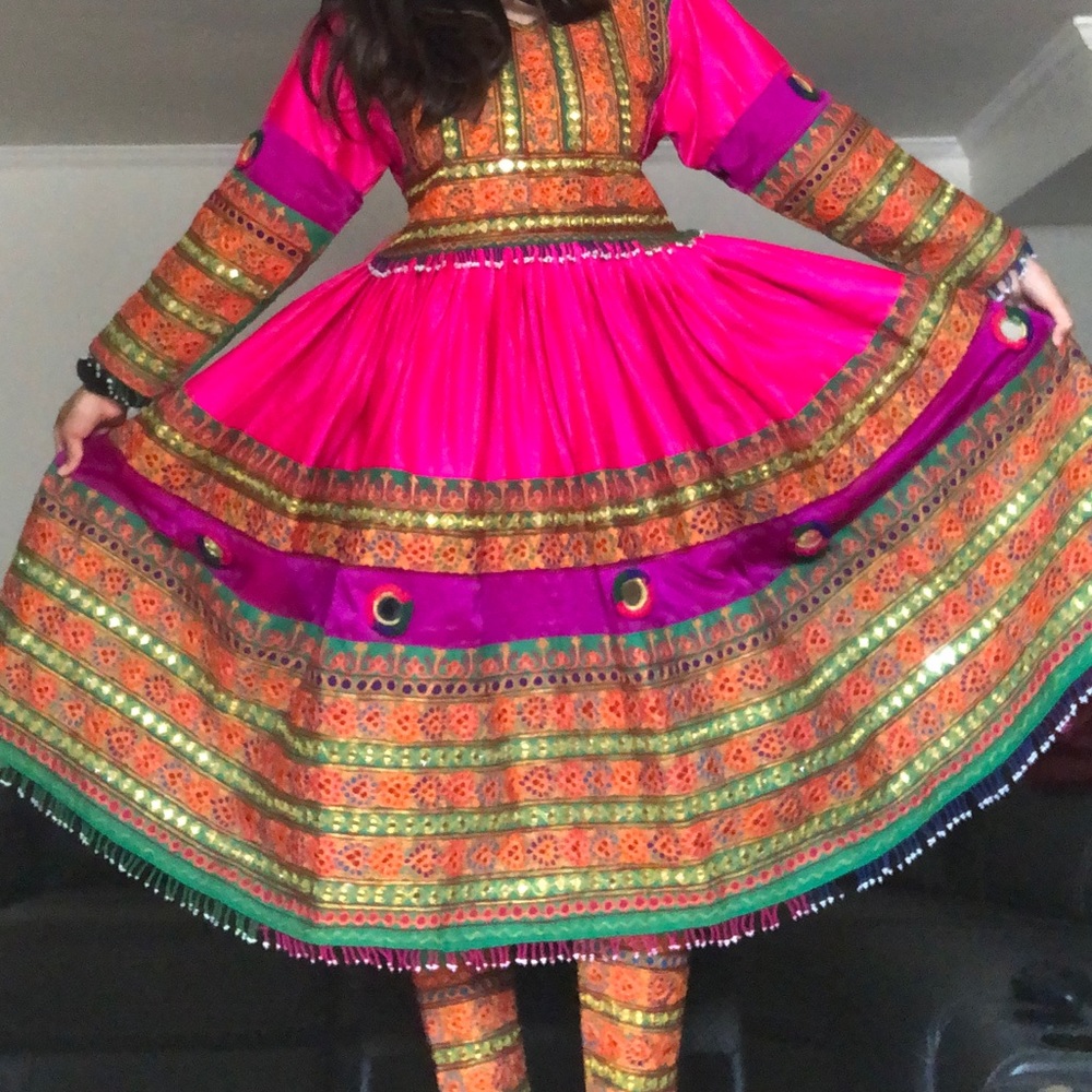 Pink afghan dress
